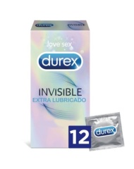 Condones Durex Invisible Extra Lubricado 12 uds