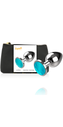 COQUETTE PLUG ANAL DE METAL TALLA L CRISTAL AZUL 4 X 9CM