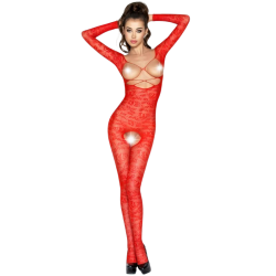 Bodystocking de Encaje con Aberturas Rojo imagen 1
