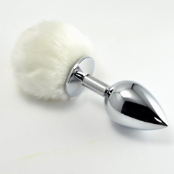 Pompón Anal de Metal Blanco Talla L