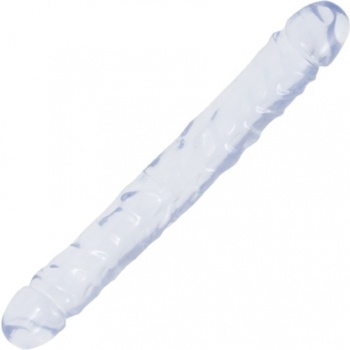 Dildo doble transparente de 30 cm
