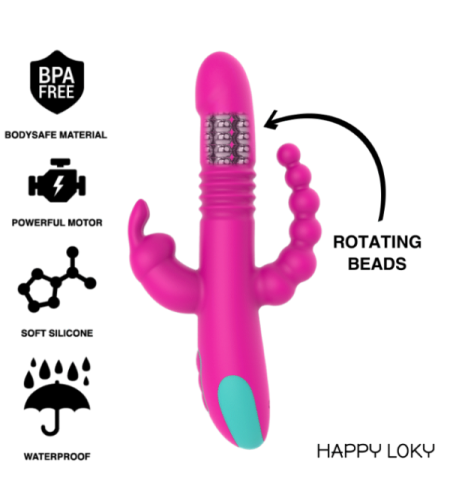 Estimulador vagina,clitoris y ano con perlas rotatorias