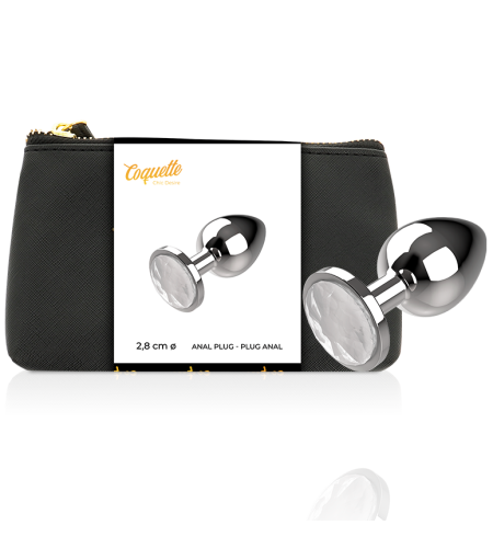 COQUETTE PLUG ANAL DE METAL TALLA S CRISTAL CLEAR 2.7X 8CM