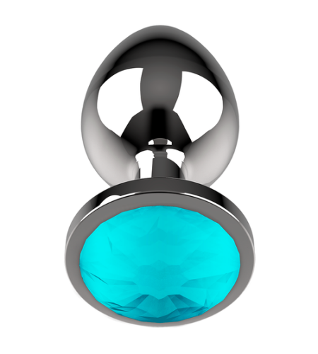 PLug de metal con joya azul