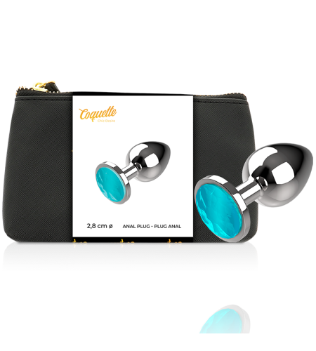 COQUETTE PLUG ANAL DE METAL TALLA S CRISTAL BLUE 2.7X 8CM