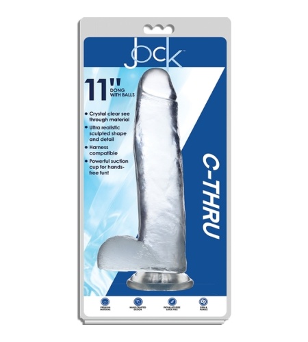 28 CM C-THRU PENE REALISTICO CON TESTICULOS - TRANSPARENTE